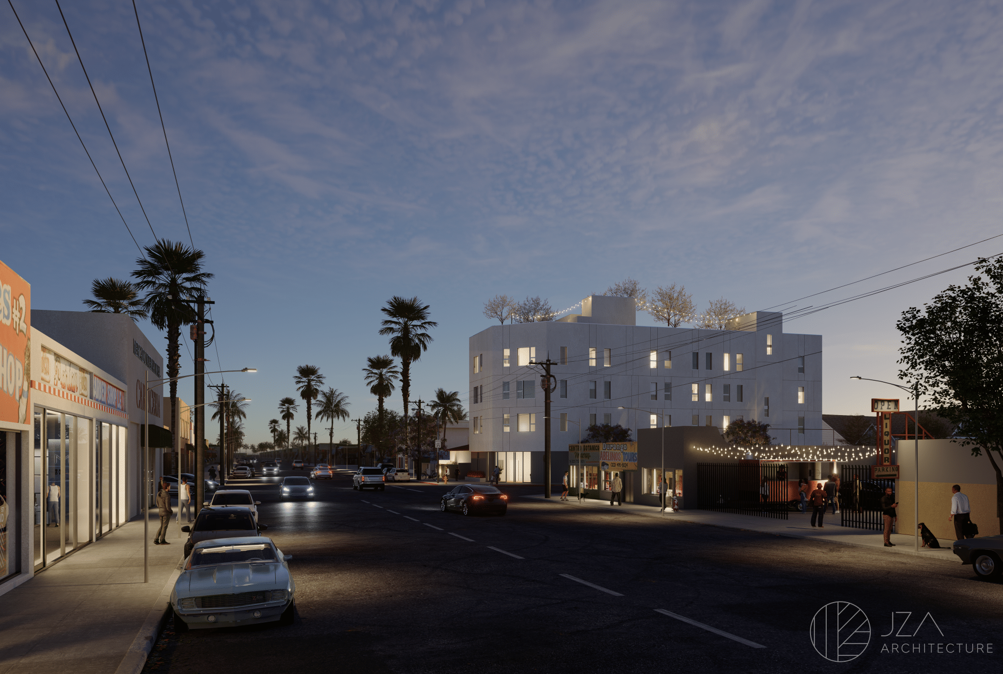 Five-story building exterior design